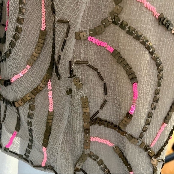 Free People Beaded Beige Tank Top Criss Cross X Back Size Small - Picture 10 of 10